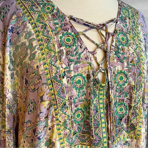 Anthropologie Odetta Shimmer Embroidered Top Shirt Blouse M - Picture 12 of 12